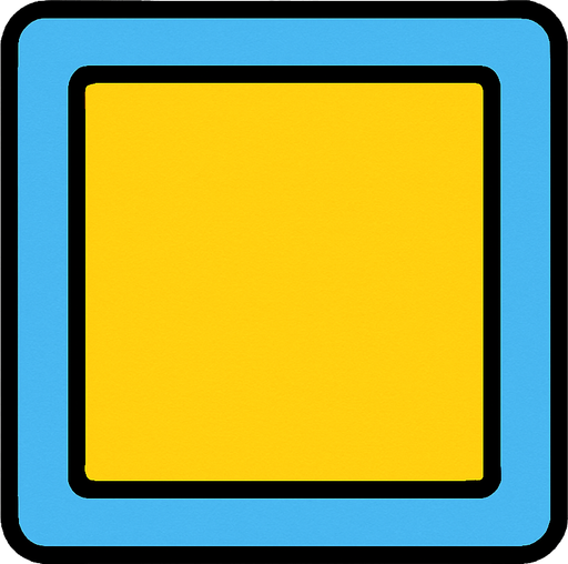 sarı dörtgen kenarkarı açık mavi.
In-Game asset.  2d.  High contrast.  No shadows