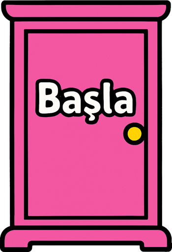 Draw Doraemon's door with the word "Başla" written on it..
In-Game asset.  2d.  High contrast.  No shadows