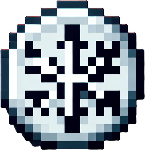 game coin with a snowflake symbol. pixelated. 8 bit. Single Game Texture. In-Game asset. 2d. Blank background. High contrast. No shadows.