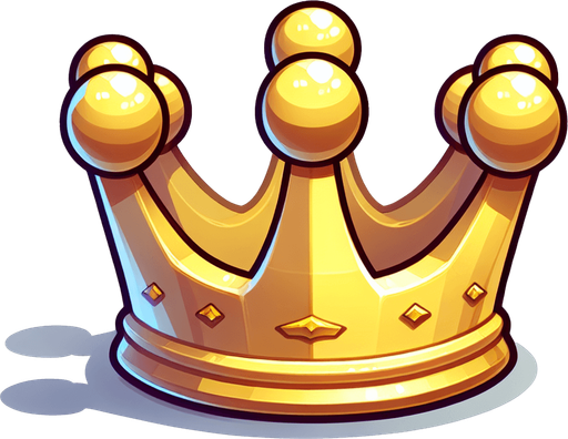 A royal crown. Side profile. Cartoon.
Single Game Texture.  In-Game asset.  2d.  Blank background.  High contrast.  No shadows