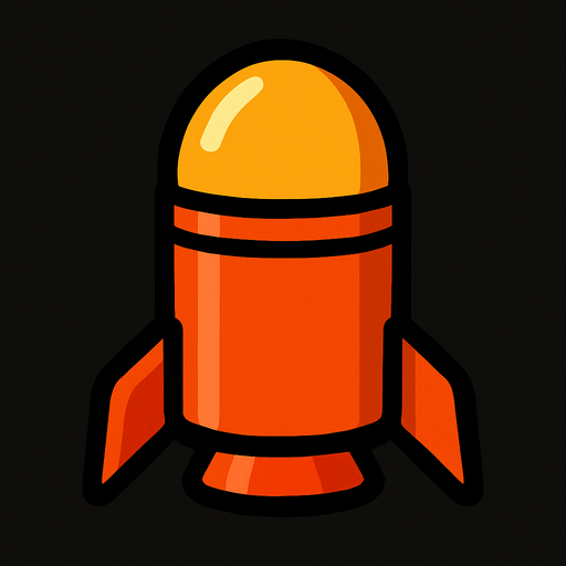 yuvarlak mermi roket şeklinde.
In-Game asset.  2d.  High contrast.  No shadows