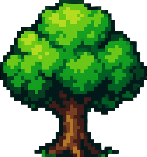 pixel
 ağaç.
In-Game asset.  2d.  High contrast.  No shadows