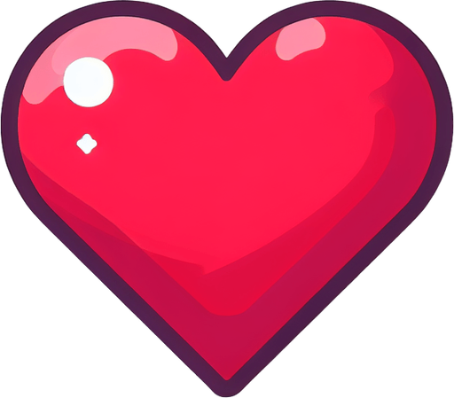 red heart.
Single Game Texture. In-Game asset. 2d. Blank background. High contrast. No shadows.