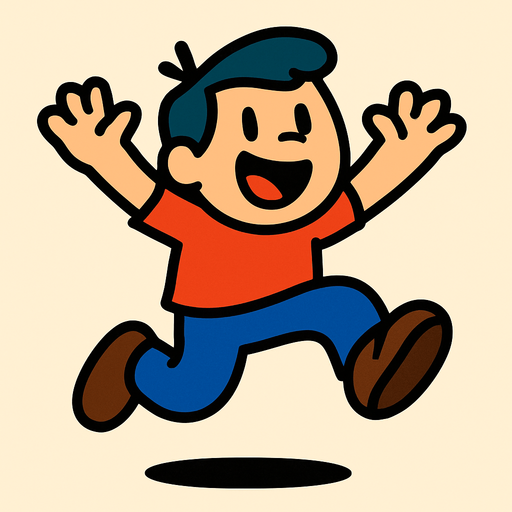 a funny and cute guy who jumps.
In-Game asset.  2d.  High contrast.  No shadows