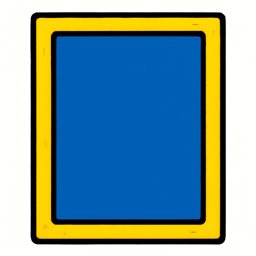 mavi sarı renkte kenarlaı düz dörtken olan bir kart ve ya çercive.
In-Game asset.  2d.  High contrast.  No shadows