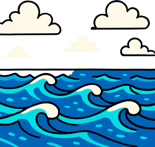 denizin ortası arkaplanı.
In-Game asset.  2d.  High contrast.  No shadows