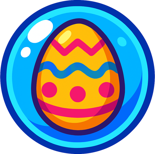 an easten egg in a bubble.
In-Game asset.  2d.  High contrast.  No shadows