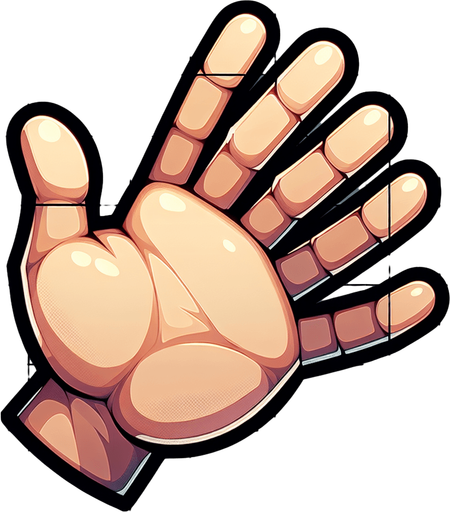 A hand Single Game Texture. In-Game asset. 2d. Blank background. High contrast. No shadows.