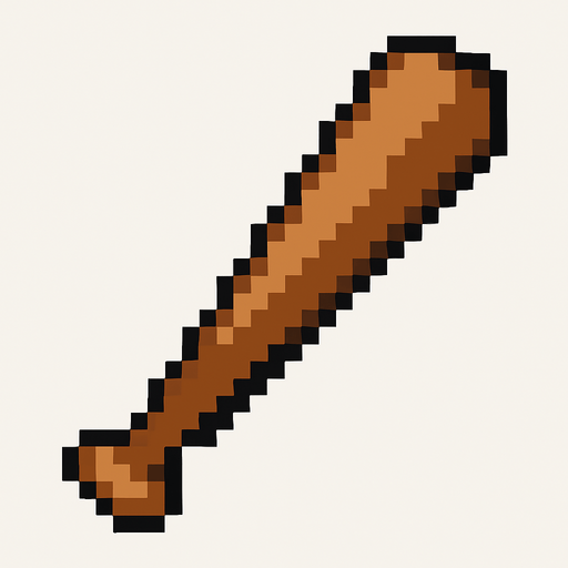 Quiero qie sea como un bate de béisbol de color cafe, en estilo 32 bits.
In-Game asset.  2d.  High contrast.  No shadows