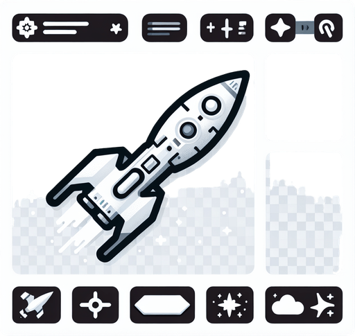 Uma nave virada para cima intergalactica, branca fundo png.
Single Game Texture. In-Game asset. 2d. Blank background. High contrast. No shadows.