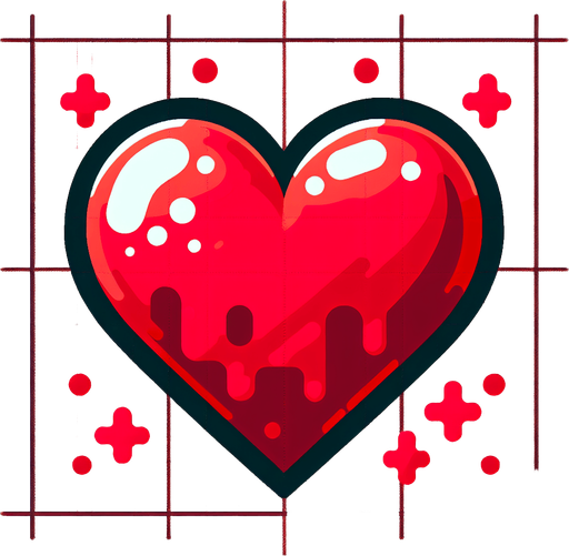 a red heart.
Single Game Texture.  In-Game asset.  2d.  Blank background.  High contrast.  No shadows