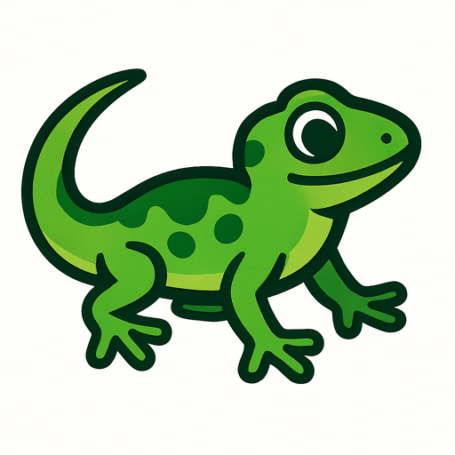 Green lizard.
In-Game asset.  2d.  High contrast.  No shadows