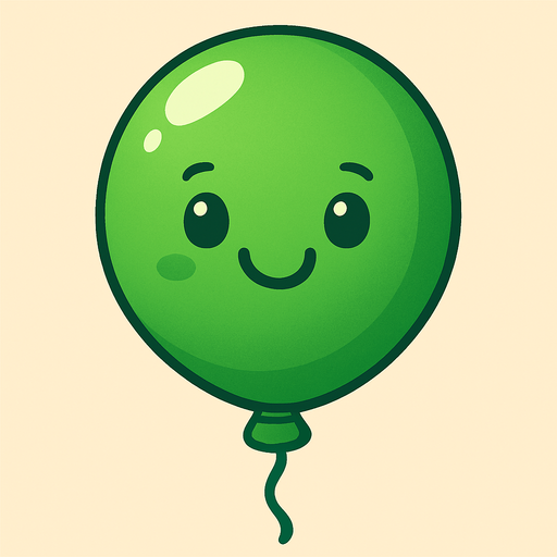 Create a green Ballon with happy face.
In-Game asset.  2d.  No shadows
