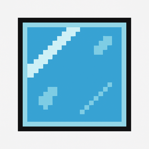 Make a 2D top down pixelated flat image of glass.
In-Game asset.  2d.  High contrast.  No shadows