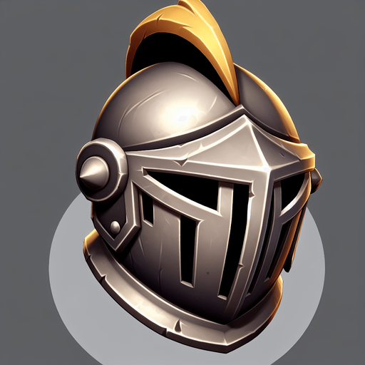 A knights helmet. Side view. Cartoon..
Single Game Texture.  In-Game asset.  2d.  Blank background.  High contrast.  No shadows