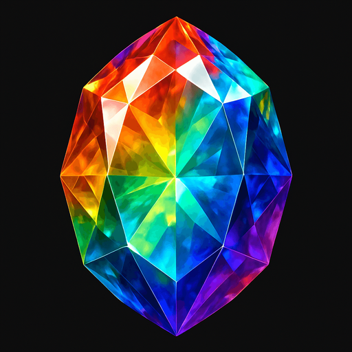 beautiful rainbow gem. realistic.
In-Game asset.  2d.  High contrast.  No shadows