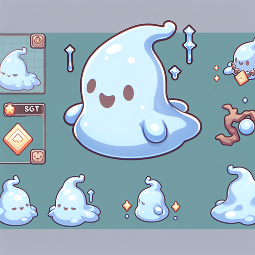 Un slime angelical RPG con estilo suave y simple.
Single Game Texture.  In-Game asset.  2d.  Blank background.  High contrast.  No shadows