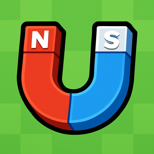 A red and blue Survivor.io style 2D U-shaped (with N and S) magnet made by HABBY PTE. LTD..
In-Game asset.  2d.  High contrast.  No shadows