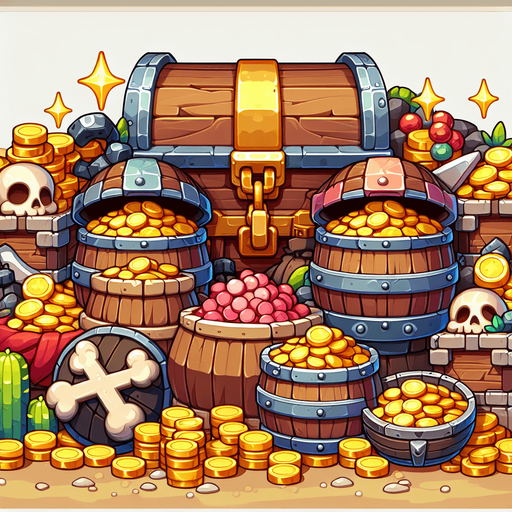 Клад, мультяшный.
Single Game Texture.  In-Game asset.  2d.  Blank background.  High contrast.  No shadows