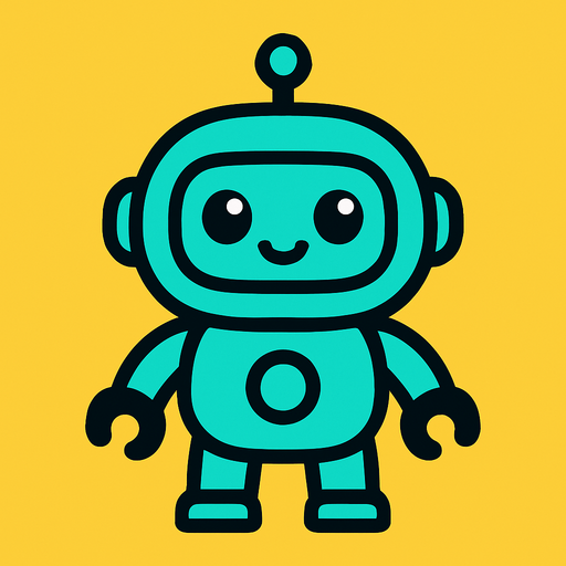 cute robot.
In-Game asset.  2d.  High contrast.  No shadows