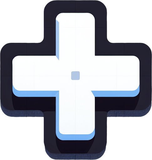 A plus sign.
Single Game Texture. In-Game asset. 2d. Blank background. High contrast. No shadows.