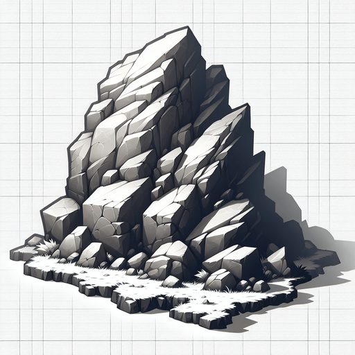 A rock in a rts style Single Game Texture. In-Game asset. 2d. Blank background. High contrast. No shadows.