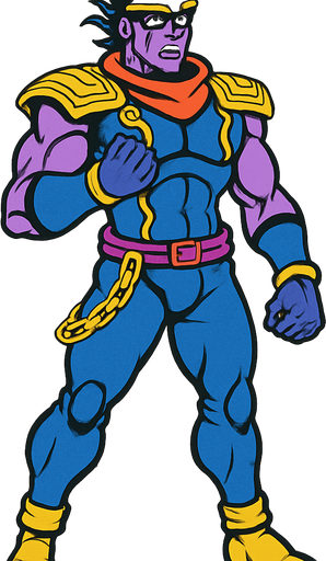 Star platinum jotaro con cuerpo completo jojo's.
In-Game asset.  2d.  High contrast.  No shadows