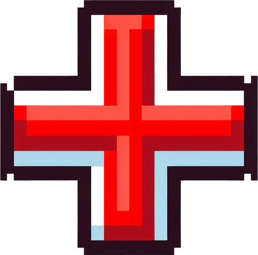 pixel art of a red cross out.
Single Game Texture. In-Game asset. 2d. Blank background. High contrast. No shadows.