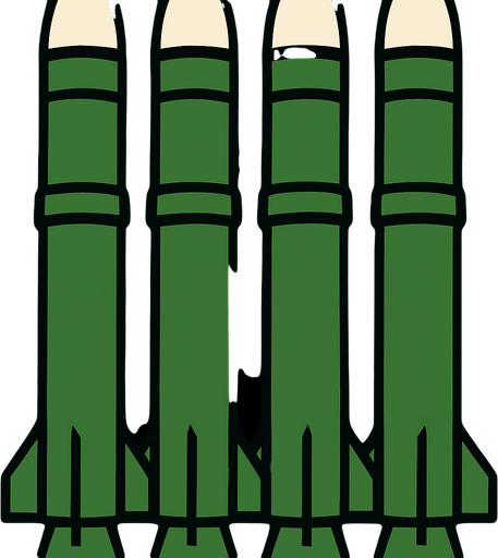 only green missiles with white caps, same as in the image