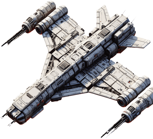 space ship.
Single Game Texture. In-Game asset. 2d. Blank background. High contrast. No shadows.