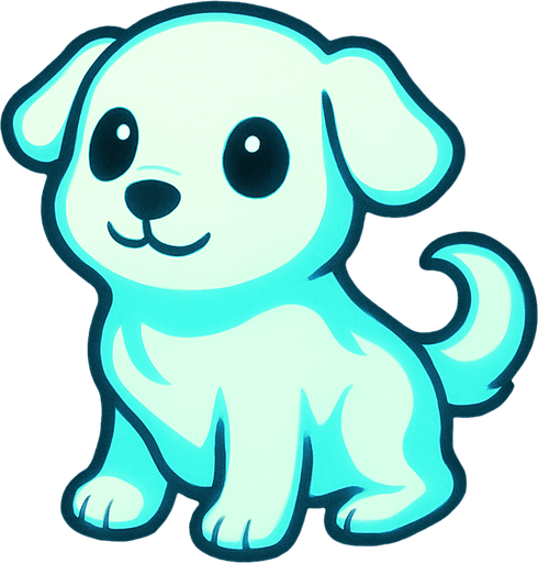 Chiot fantôme (animal).
In-Game asset.  2d.  High contrast.  No shadows