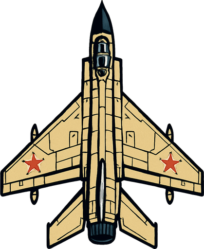 A Su-15 Flagon heavy Interceptor aircraft..
In-Game asset.  2d.  High contrast.  No shadows. Top down view