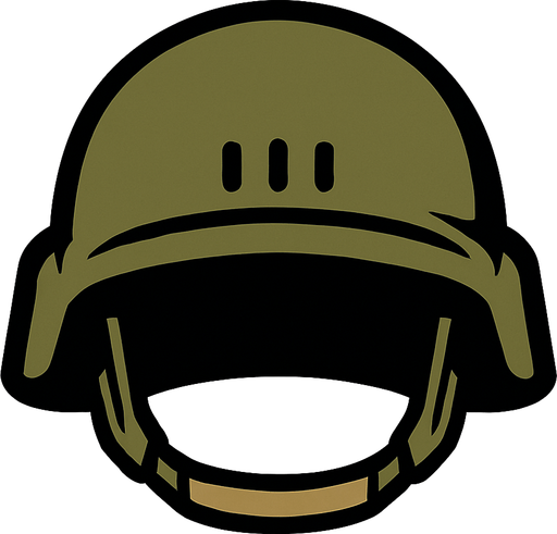 Asker kaskı. Önden bakış kayışı yok 
In-Game asset.  2d.  High contrast.  No shadows