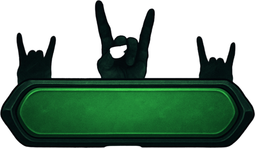 700x170 level button for music game asset, light glimmer of rock hand signs from concert, no text green button, aero artstyle, gothic art style.
In-Game asset.  2d