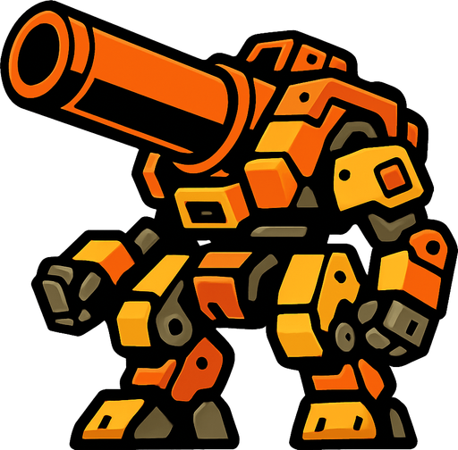 artilleryBot.
In-Game asset.  2d.  High contrast.  No shadows