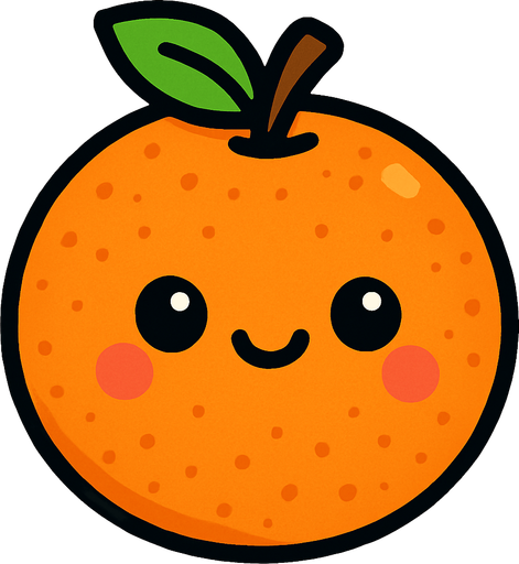 Una naranja cute.
In-Game asset.  2d.  High contrast.  No shadows