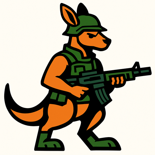 kangaroo soldier.
In-Game asset.  2d.  High contrast.  No shadows