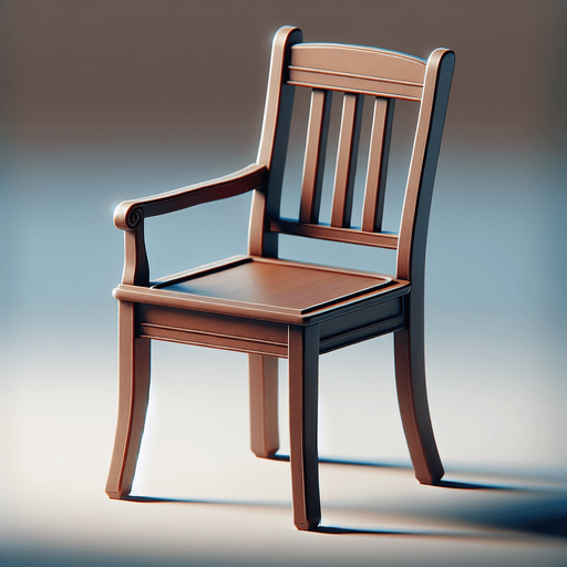 a wooden brown chair.
In-Game asset. Blank background. High contrast.