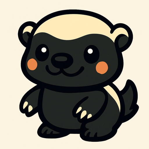cute honey badger.
In-Game asset.  2d.  High contrast.  No shadows