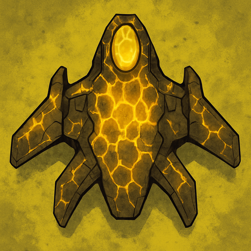 toxic yellow lava spaceship top view.