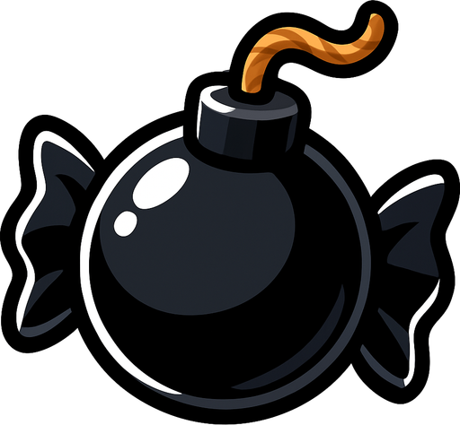 black candy bomb.
In-Game asset.  2d.  High contrast.  No shadows