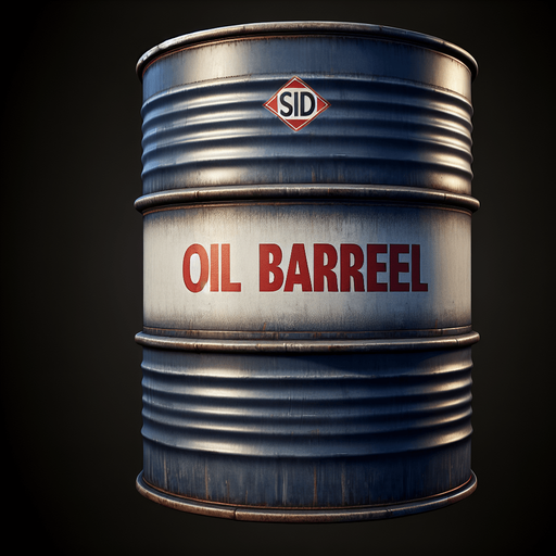 oil barrel.
Single Game Texture. In-Game asset. 2d. Blank background. High contrast. No shadows.