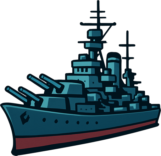 un barco gigante de guerra.
In-Game asset.  2d.  High contrast.  No shadows