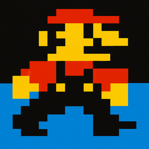 Mario 8-bit Pixley game style NES..
High contrast
