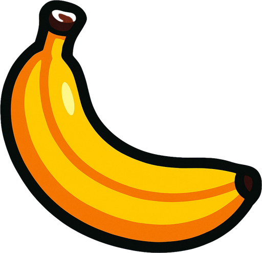 fruit_banana.
In-Game asset.  2d.  High contrast.  No shadows