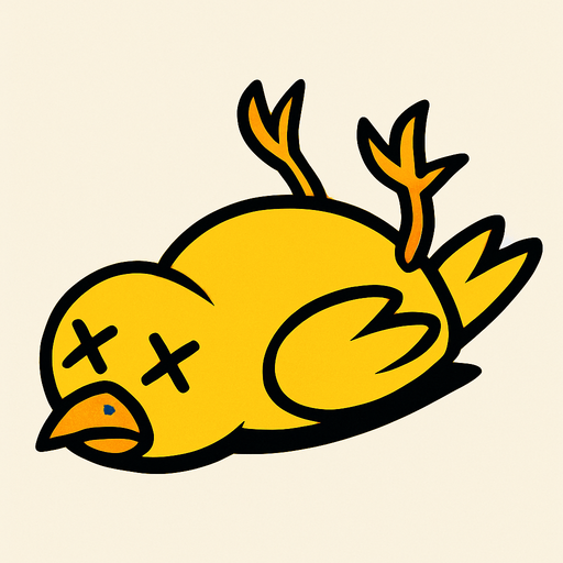 dead yellow bird.
In-Game asset.  2d.  High contrast.  No shadows