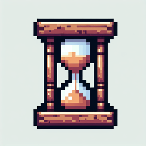 a sand clock pixel style..
Single Game Texture. In-Game asset. 2d. Blank background. High contrast. No shadows.
