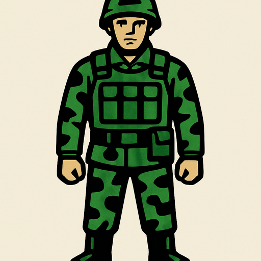 solider from front.
In-Game asset.  2d.  High contrast.  No shadows