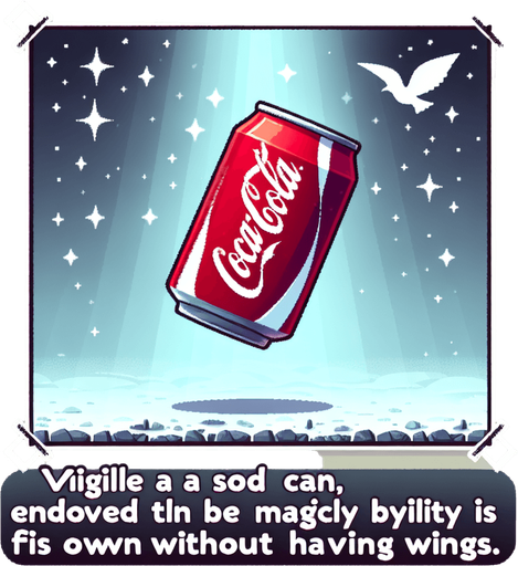 flying soda can, NO WINGS!.
Single Game Texture.  In-Game asset.  2d.  Blank background.  High contrast.  No shadows