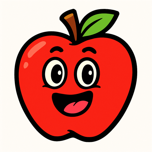 manzana animada.
In-Game asset.  2d.  High contrast.  No shadows